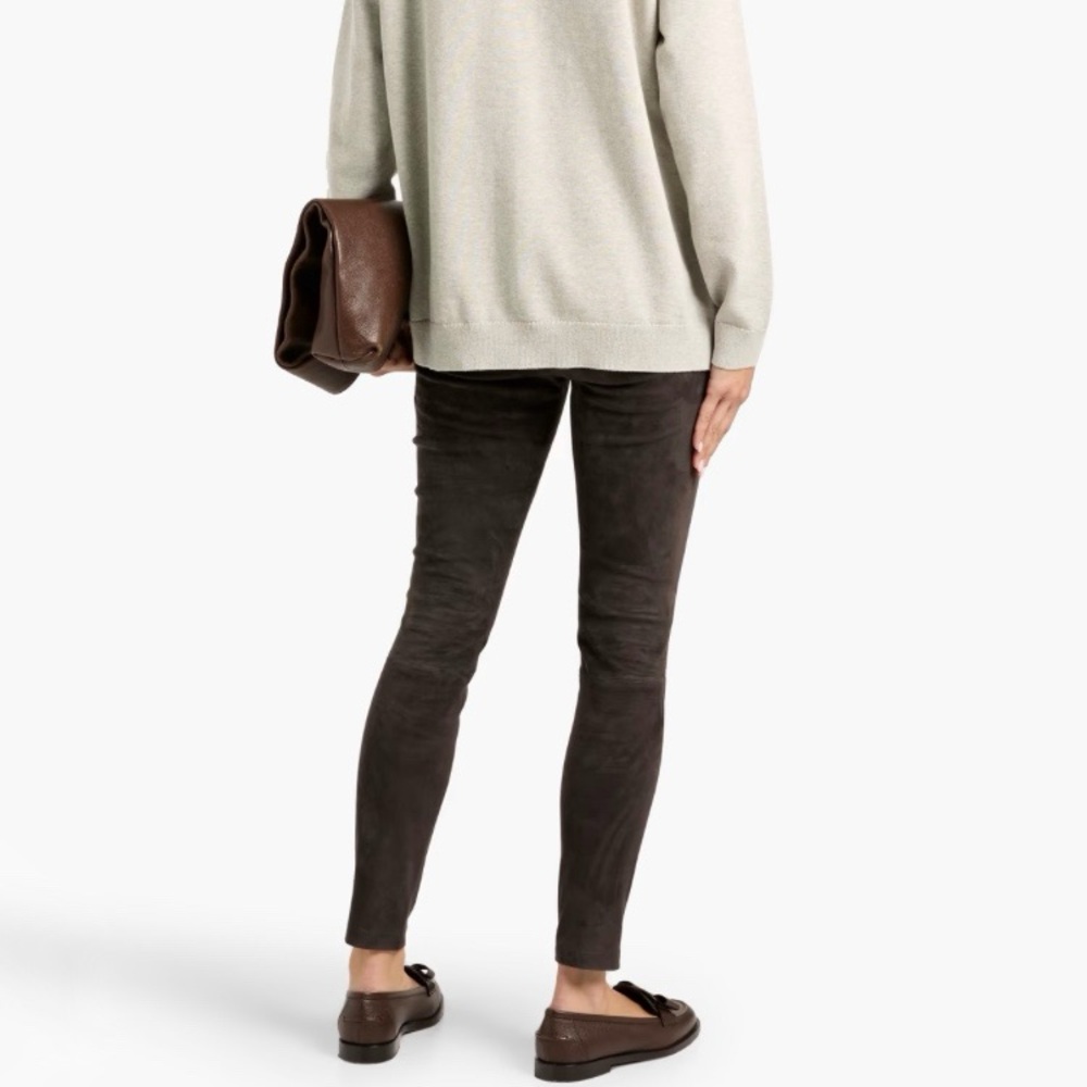 Theory Black Suede Tonerma Leggings Size 00 Ankle Zip Skinny Pants High Rise - Picture 2 of 11